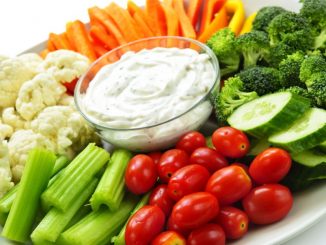 vegan ranch dressing with selection of raw vegetables