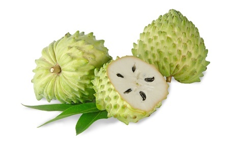 Soursop section isolated on white background