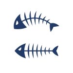 Fish bone skeleton symbol vector icon design.. Measurement of collagen content of fish.