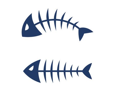 Fish bone skeleton symbol vector icon design.. Measurement of collagen content of fish.