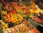 A fruit market in Barcelona. A source of five-a-day.