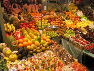 A fruit market in Barcelona. A source of five-a-day.