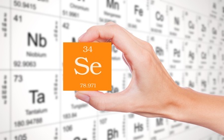 Selenium, part of the Periodic Table. Atomic number 34.