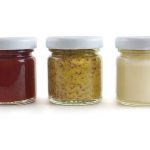 jars of sauces including mustard, mayo and tomato sauce