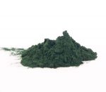 Spirulina powder on white background.