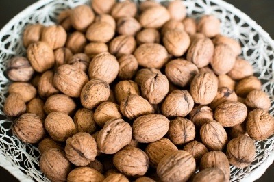 A dish of walnuts.