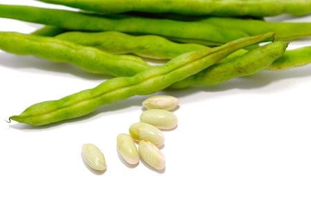 Fresh common beans (kidney beans) isolated on white background