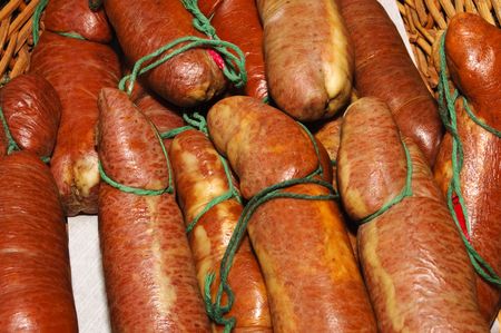 Layers of sobrasada sausage.