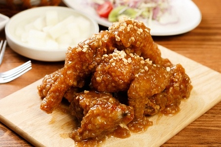 Ganjang, a soy sauce coating for poultry such as chicken.