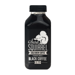 A full frontal shot of a bottle of Black Coffee cold brew.