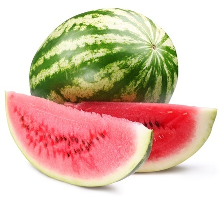 watermelon with slices isolated on white background.