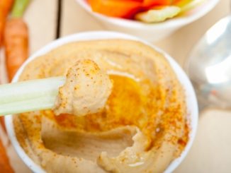 Fresh Hummus Dip With Raw Carrot And Celery