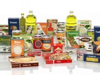 3d collection of packaged food isolated on white background