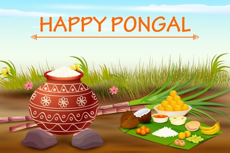 Vector illustration of Happy Pongal celebration background