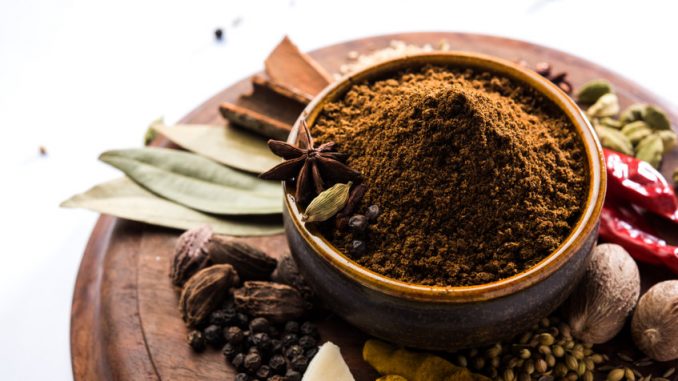 Indian Garam Masala powder or Spice mix. Selective focus