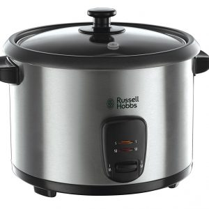 Russell Hobbs Rice Cooker and Steamer 19750, 1.8 L - Silver on black background