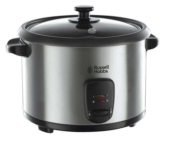 Russell Hobbs Rice Cooker and Steamer 19750, 1.8 L - Silver on black background