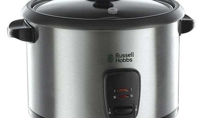 Russell Hobbs Rice Cooker and Steamer 19750, 1.8 L - Silver on black background