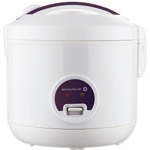 Reishunger Rice Cooker (1.2l/500W/220V) Keep-Warm Function, Premium-Quality Inner Pot, Spoon and Measuring Cup - Rice for up to six People/External Adapter Needed