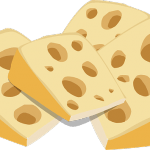 Clipart of cheese with holes in it. A source of histamine and tyramine.