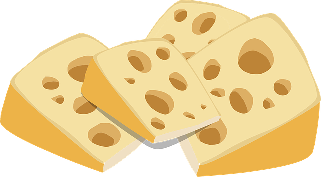 Clipart of cheese with holes in it. A source of histamine and tyramine.