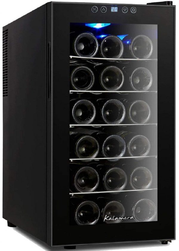 Kalamera KR-18AJPE 18 Bottles Freestanding Touchscreen Wine Cooler, Electronic Controls, Wine fridges, Black.48ltr Wine Refrigerator. [Energy Class A]