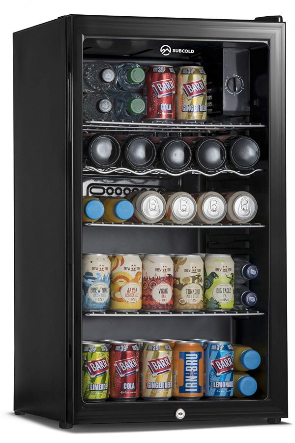 Subcold Super85 LED - Under-Counter Fridge | 85L Beer, Wine and Drinks Fridge | LED Light + Lock and Key | Low Energy A+ (Black) [Energy Class A+]
