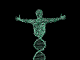 Image of a man made from DNA helix. Genotyping