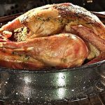 Roast turkey with chestnut and apple stuffing