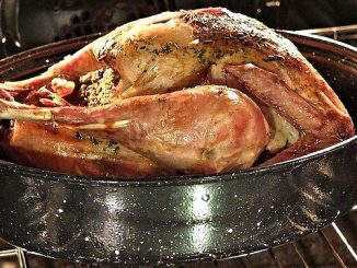 Roast turkey with chestnut and apple stuffing