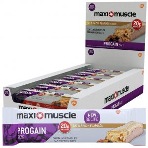 Maximuscle Progain High Protein and Creatine Flapjack, Oat and Raisin, 90 g, Pack of 12