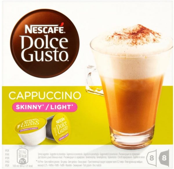 NESCAFÉ DOLCE GUSTO Cappuccino Skinny/Light Coffee Pods, 16 Capsules (Pack of 3 - Total 48 Capsules, 24 Servings)