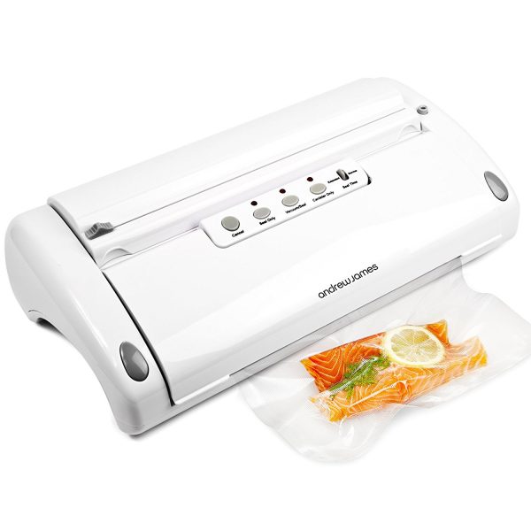 Andrew James 5 in 1 Food Vacuum Sealer Machine | One Touch Operation | 6m Reusable Roll | Ideal for Sous Vide Cooking Space Saving Waste Reduction & Freezing | 110W