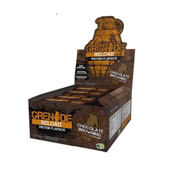 Grenade Reload Protein Flapjacks, 12 x 70 g Bars - Chocolate Browning