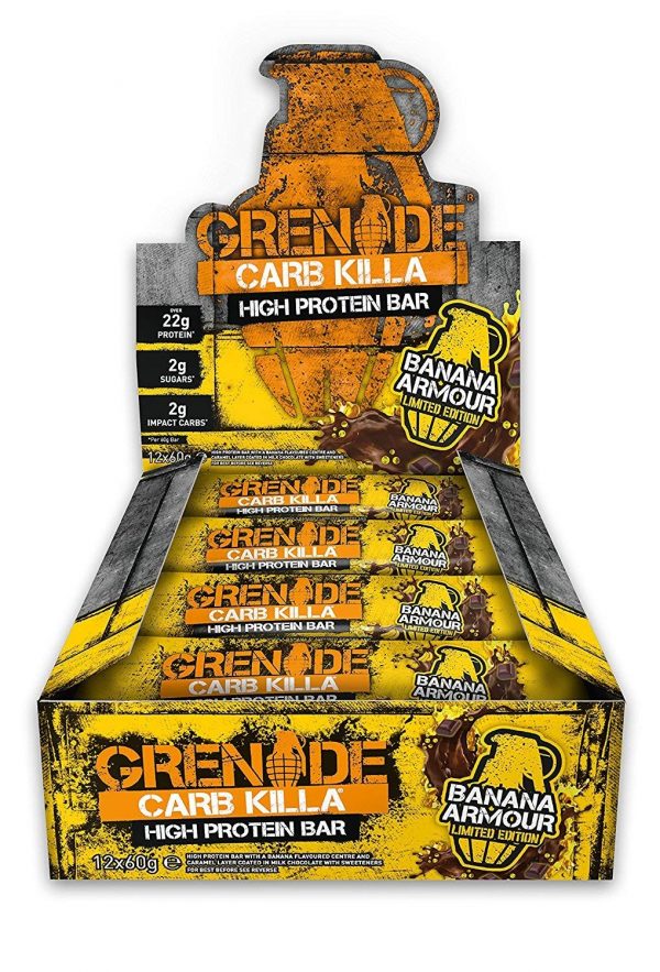 Grenade Carb Killa High Protein and Low Carb Bar, 12 x 60 g - Banana Armour