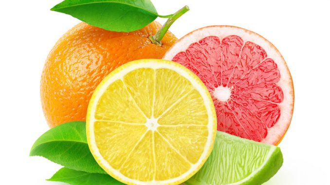 Citrus fruits (lemon, lime, grapefruit, orange) isolated on white, with clipping path. A source of limonoids.