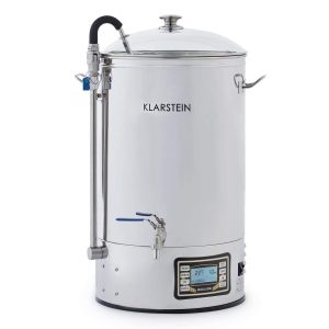 Klarstein Mundschenk Mash Tun • Mash Kettle Beer Brewing Set • Home Brewing • 2500W • 30 Liters • LCD Display • Touch Panel • Easy Emptying via Secure Drain Tap • Stainless Steel • Silver
