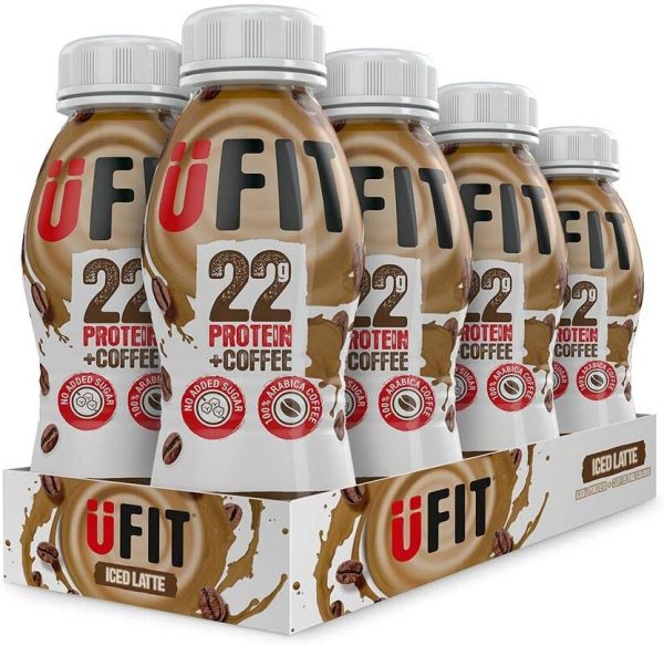 UFIT High 22g Protein Shake, No Added Sugar, Low Fat – Iced Latte Flavour Ready To Drink (Pack of 8 x 310ml)