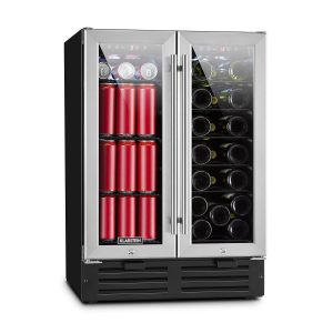 Klarstein Beersafe XXXL Double Wine Refrigerator • Cooler • 116 Litres • 18 Bottles • Glass • 2 Cooling Zones • 4 Inserts • 6 Bottle Bases • Stainless Steel • Black/Silver