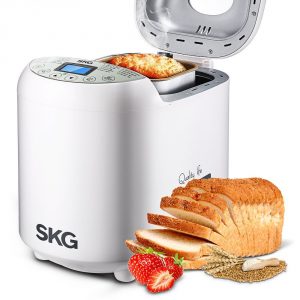 SKG Automatic Breadmaker 2LB - Beginner Friendly Programmable Bread Maker (19 Programs, 3 Loaf Sizes, 3 Crust Colors, 15 Hours Delay Timer, 1 Hour Keep Warm) - Gluten Free Whole Wheat Bread Machine