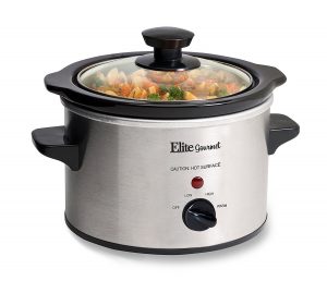 Elite Gourmet MST-250XS Electric Slow Cooker, Adjustable Temp, Entrees, Sauces, Stews & Dips, Dishwasher Glass Lid & Ceramic Pot, 1.5Qt Capacity, Stainless Steel