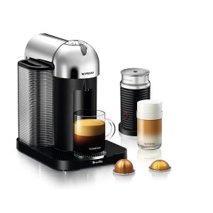 Nespresso Vertuo Coffee and Espresso Machine Bundle with Aeroccino Milk Frother by Breville, Chrome
