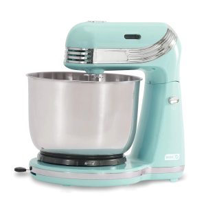 Dash Stand Mixer (Electric Mixer for Everyday Use): 6 Speed Stand Mixer with 3 qt Stainless Steel Mixing Bowl, Dough Hooks & Mixer Beaters for Dressings, Frosting, Meringues & More - Aqua