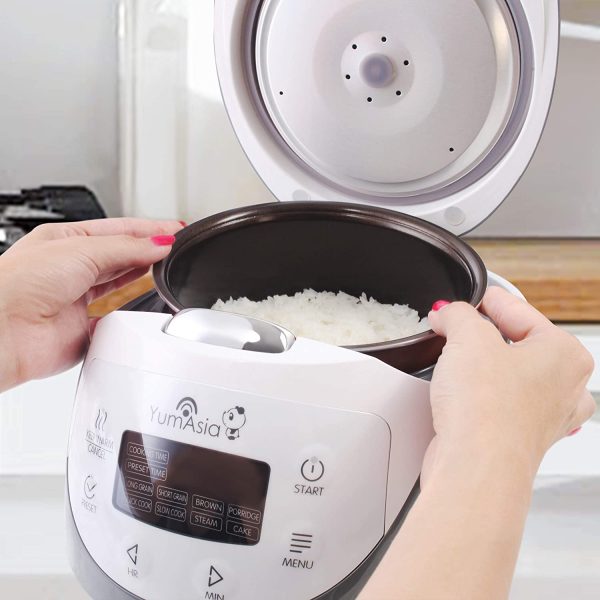 Yum Asia Panda Mini Rice Cooker with Ninja Ceramic Bowl and Advanced Fuzzy Logic (3.5 Cup, 0.63 Litre) 4 Rice Cooking Functions, 4 Multicooker Functions, Motouch LED Display, 220-240V