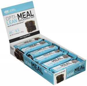 Optimum Nutrition Opti-Lean Meal Replacement Protein Bar with Vitamin B12, Vitamin C and Vitamin D and High Fibre. Protein Meal Replacement by ON - Chocolate Brownie, Pack of 12, 60g 