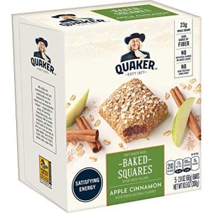 Quaker Baked Squares, Soft Baked Bars, Apple Cinnamon, 5 Bars (Pack of 4)