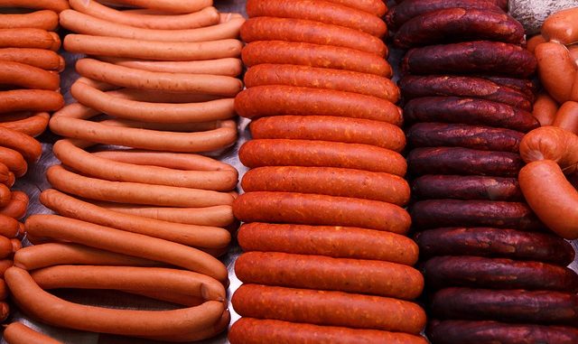 processed meats such as sausages.