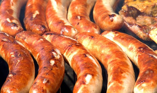 Ultra processed food such as grilled sausages.