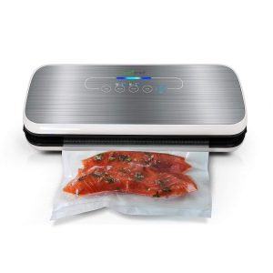 Vacuum Sealer By NutriChef | Automatic Vacuum Air Sealing System For Food Preservation w/ Starter Kit | Compact Design | Lab Tested | Dry & Moist Food Modes | Led Indicator Lights (Silver)