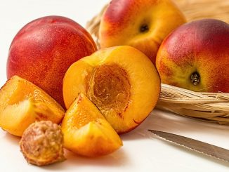 nectarines such as this are aften put through a ripening process so they arrive on the retailer shelf in perfect flavour.